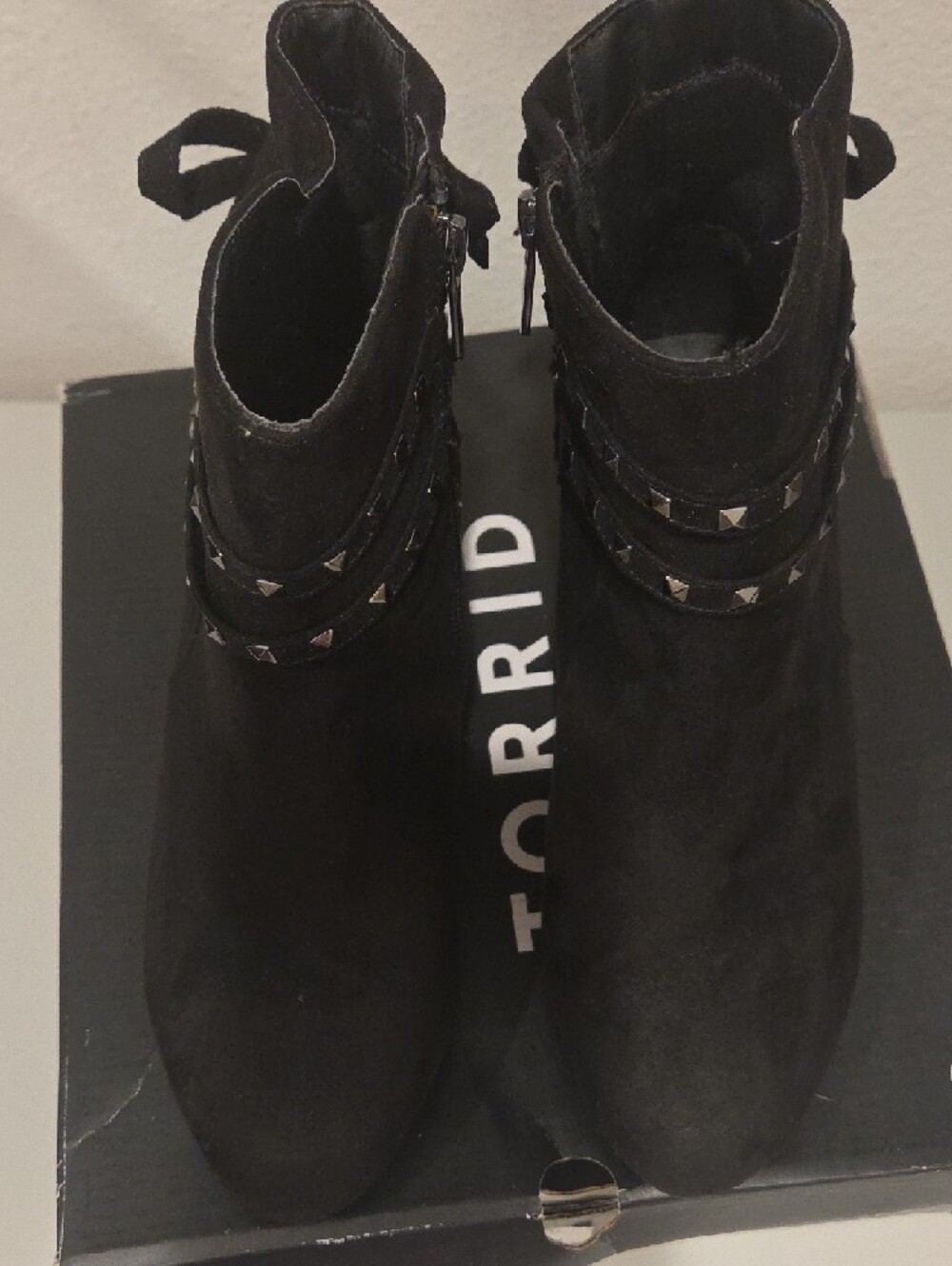 torrid Black Studded Suede Ankle Boots - Picture 5 of 7